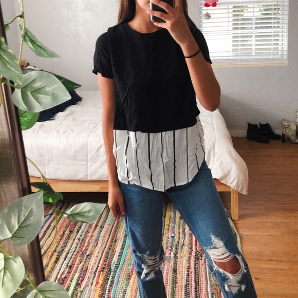 Forever 21 Tops - forever 21 striped panel color block shirt
